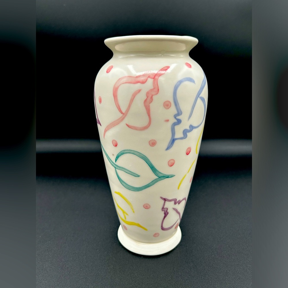 Beautiful colorful pottery vase from Jan Huling Designs.